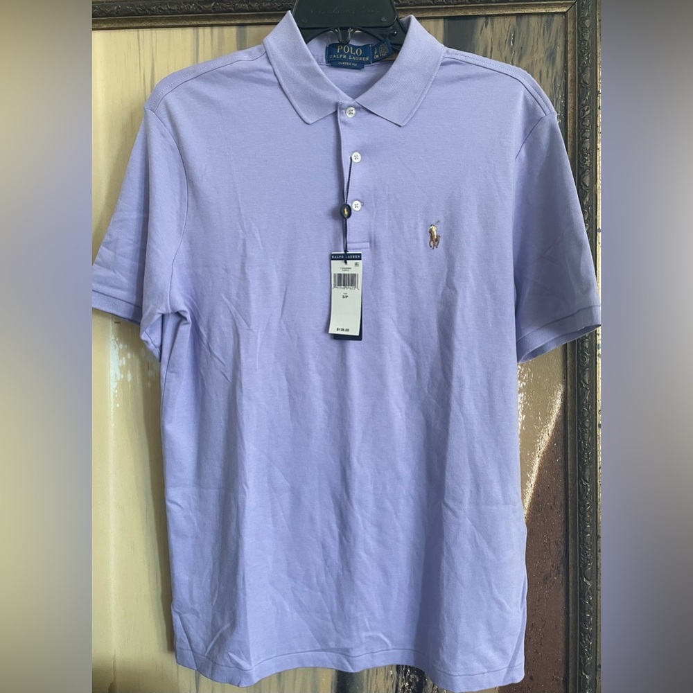 🆕 Ralph Lauren Men's Short-sleeve Lavender Polo Shirt